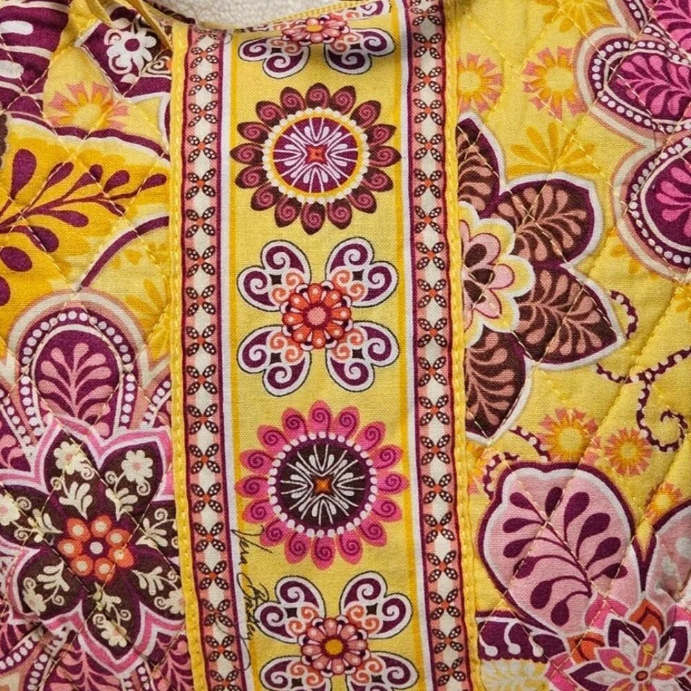 Vera Bradley Olivia Bali Gold 2009 Purse Floral Yellow Pink Retired - Picture 4 of 13